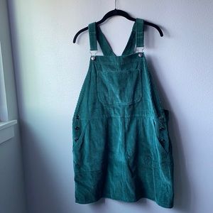 Green Corduroy Overall Dress